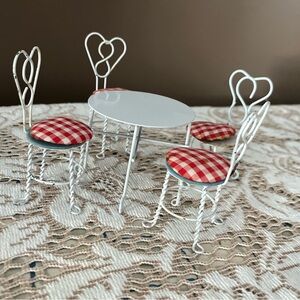 Dollhouse Miniature Bistro Tables & Chairs Ice Cream Parlor Fairy Garden 8 pcs